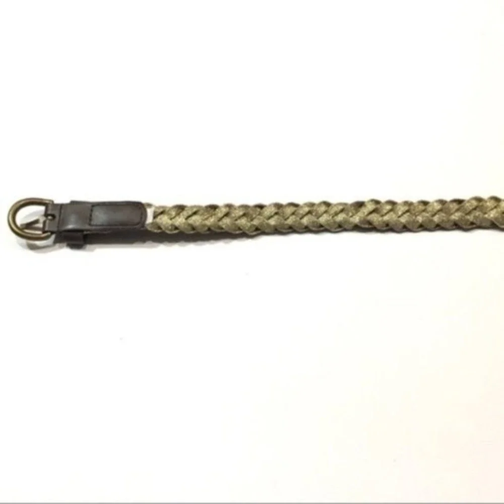 New Dark Brown & Gold Skinny Braided Belt